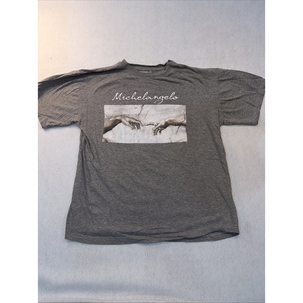 Zeus Michelangelo Hand of God Gray Graphic Print Tee Size XXL Unisex